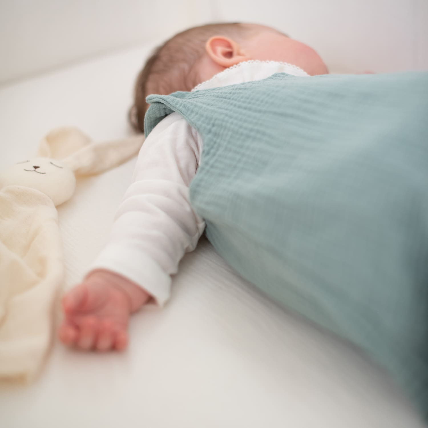 Drap housse bébé bio en gaze de coton écru - Made in France